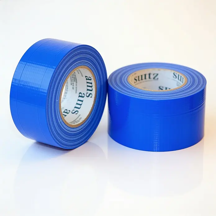 ALLEGRA Gewebeband - 72 mm x 50 m, blau - Zwei Rollen blaues Gewebeband mit Gitterstruktur. Eine Rolle ist angelehnt, die andere steht aufrecht.