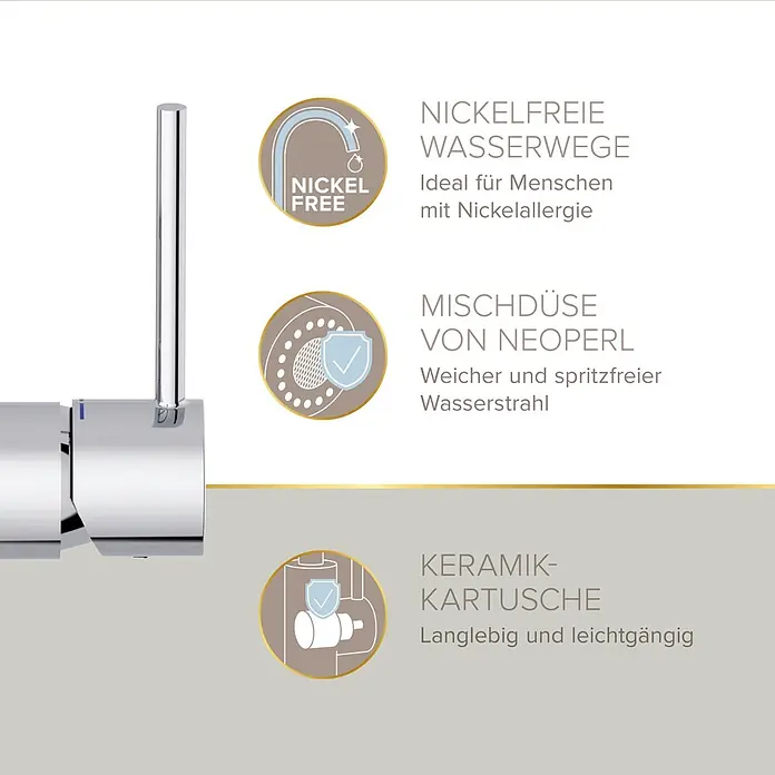 Lenz Spültischarmatur Kalani -  - Verchromte Armatur mit nickelfreien Wasserwegen, Neoperl Mischdüse für sanften, spritzfreien Strahl und langlebiger Keramikkartusche.