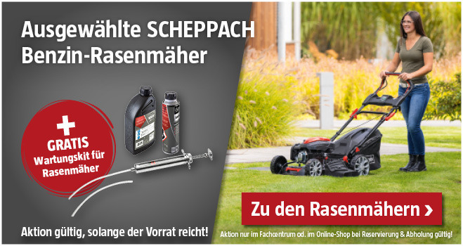 Aktion Scheppach Rasenmäher mit gratis Wartungskit