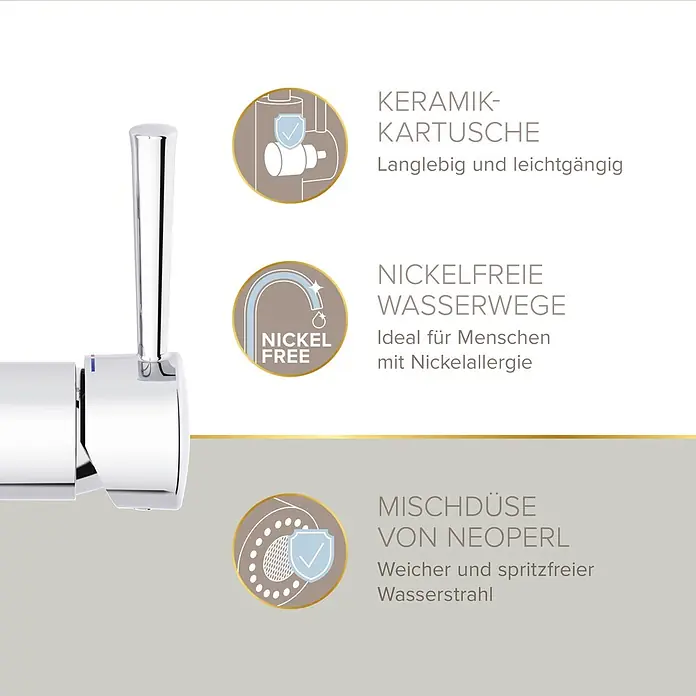 Lenz Spültischarmatur Nova - Chrom, Glänzend - Chromarmatur mit Keramikkartusche, nickelfreien Wasserwegen und Neoperl Mischdüse für weichen Strahl.