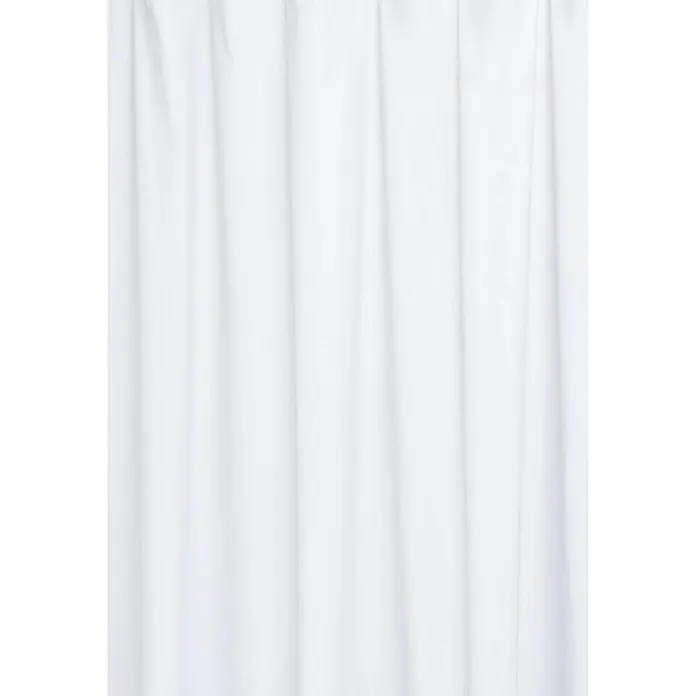 Euroshowers Duschvorhang - B x H: 180 x 200 cm, Polyester - Weißer Plissee-Stoffvorhang mit vertikalen Falten und einem leichten gelblichen Fleck oben.