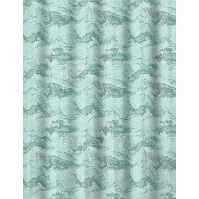 Euroshowers Duschvorhang Ström 180 x 200 cm Wellenmuster Mintgrün -  - Hellblauer Duschvorhang mit welligem, abstraktem Muster in verschiedenen Grün- und Grautönen, mit vertikalen Falten.