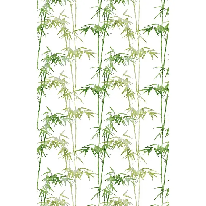 Euroshowers Duschvorhang - B x H: 180 x 200 cm, Polyester - Vertikales Muster aus grünen Aquarell-Bambusstämmen und -Blättern.