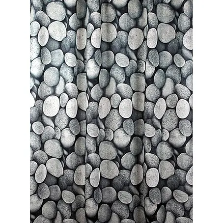Euroshowers Duschvorhang Småsten 180 x 200 cm Kieselsteinmotiv Grau