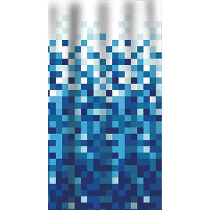 Euroshowers Duschvorhang Pixlar Blau 180 x 200 cm Pixelmuster -  - Duschvorhang mit pixelartigem blauem Farbverlauf, unten dunkel, oben heller.