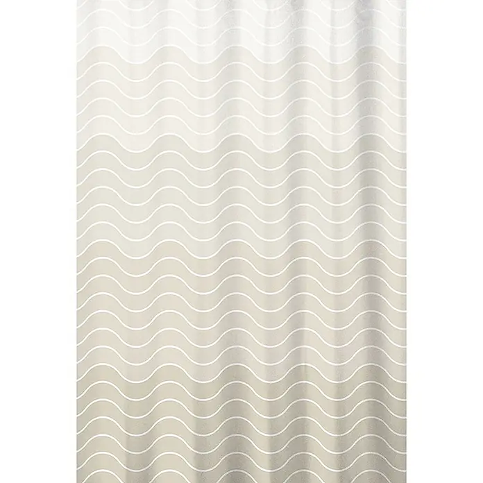 Euroshowers Duschvorhang - B x H: 180 x 200 cm, Polyester - Beiger Duschvorhang mit weißem Wellenmuster und einem subtilen Hell-Dunkel-Verlauf.