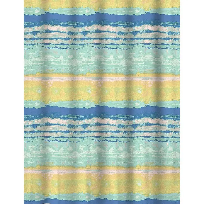 Euroshowers Duschvorhang Strimma 180 x 200 cm Streifenmuster Bunt -  - Abstrakt gestreiftes Textil mit verwaschenen Blau-, Grün- und Gelbtönen.