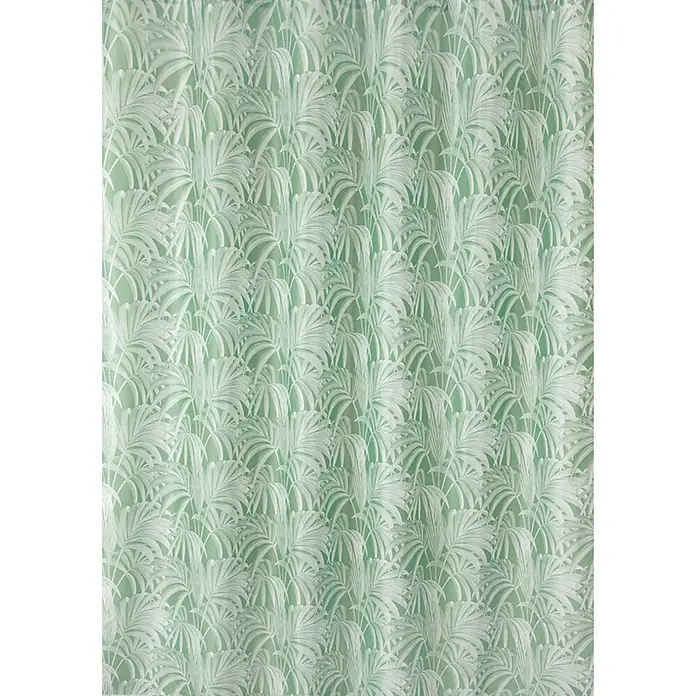 Euroshowers Duschvorhang Lummig 180 x 200 cm Blättermuster Grün -  - Hellgrüner Vorhang mit weißem Palmenblattmuster.