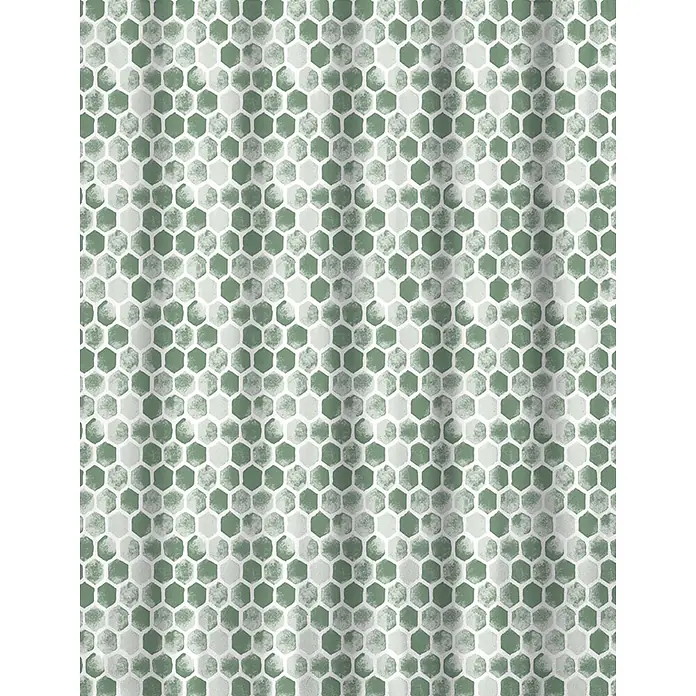 Euroshowers Duschvorhang Facett 180 x 200 cm Wabenmuster Grün Grau -  - Grüner Stoff mit sechseckigem Muster und strukturierter Optik, als Vorhang geeignet.