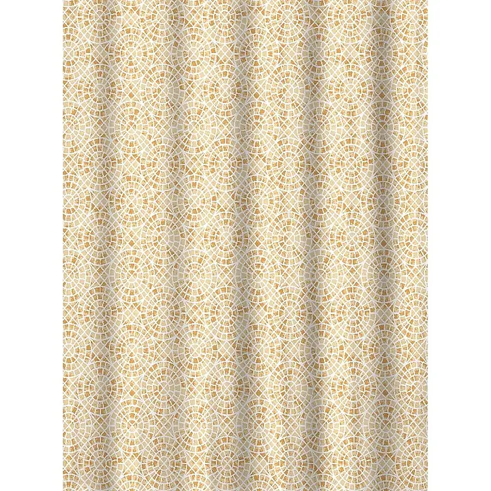 Euroshowers Duschvorhang Ringverk 180 x 200 cm Ringmuster Gelb Orange -  - Vorhang mit gelb-weißem, kreisförmigem Mosaikmuster, hängend mit weichen Falten.