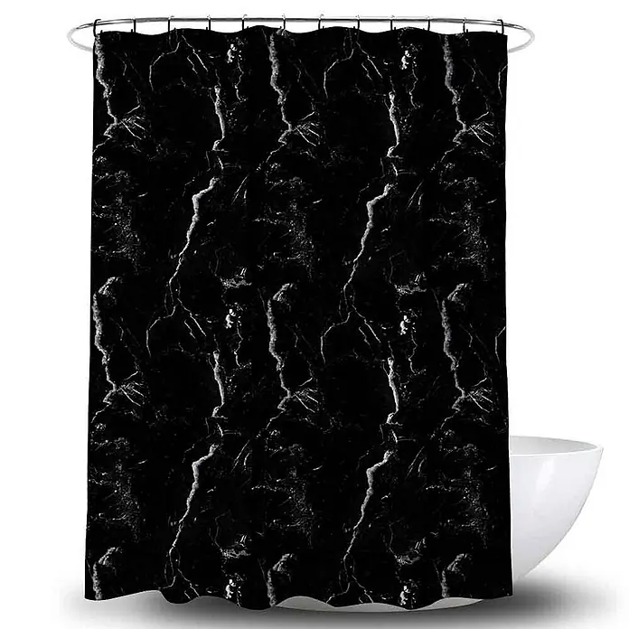 Euroshowers Duschvorhang - B x H: 180 x 200 cm, Polyester - Duschvorhang mit schwarzem Marmormuster.