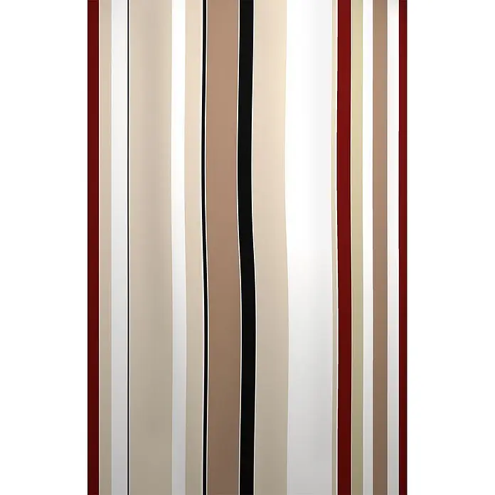 Euroshowers Duschvorhang - B x H: 180 x 200 cm, Polyester - Vertikal gestreifter Stoff in Rot, Weiß, Beige, Braun und Schwarz.