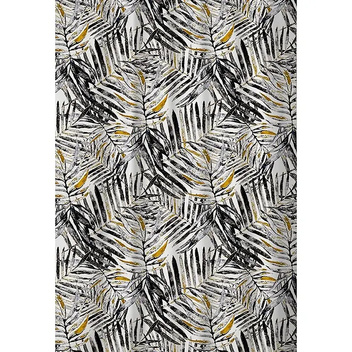 Euroshowers Duschvorhang Goldene Blätter 180 x 200 cm -  - Muster mit Palmblättern in Schwarz, Grau und Gelb für Textilien oder Heimtextilien.