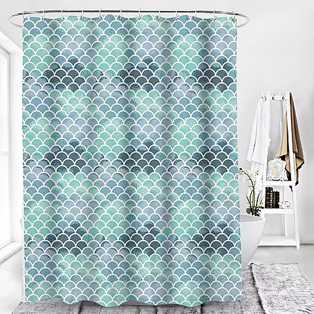Euroshowers Duschvorhang Vågtopp 180 x 200 cm Wellenmuster Türkis