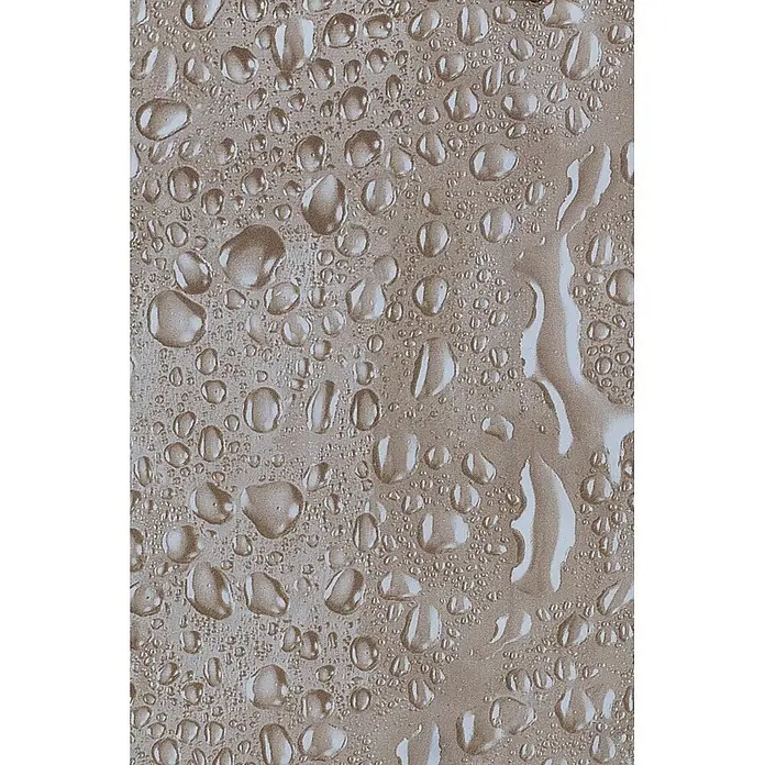 Euroshowers Duschvorhang Water Light Coffee 180 x 200 cm Wassertropfen -  - Hellbraune strukturierte Oberfläche mit zahlreichen Wassertropfen, einige zusammenlaufend und ablaufend, was ein wasserdichtes Material andeutet.