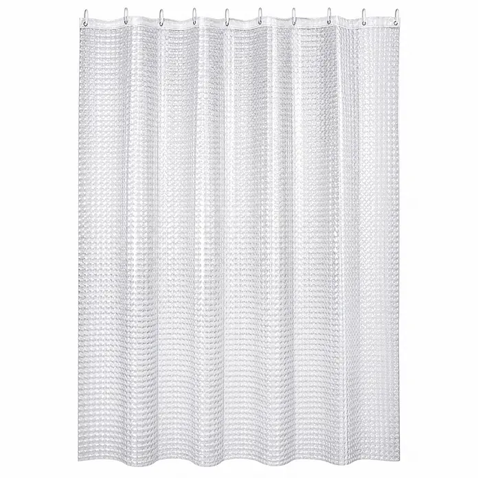 Euroshowers Duschvorhang 3D Squares 2 x 2 cm 180 x 200 cm EVA -  - Transparenter Duschvorhang mit geometrischer Waffelstruktur und Metallringen.