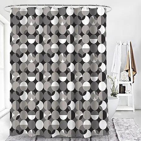 Euroshowers Duschvorhang Månfas 180 x 200 cm Kreismuster Grau