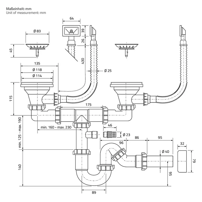 ML-Design Einbauspüle Doppelbecken Silber rechteckig Einbauspüle Unterbauspüle mit Siphon - 81,5 x 40 cm, Stahl