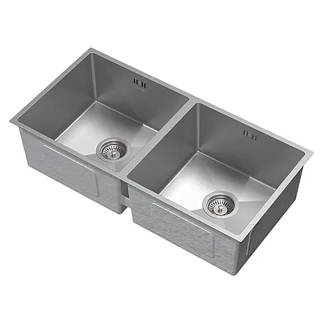ML-Design  Einbauspüle Doppelbecken Silber rechteckig Einbauspüle Unterbauspüle mit Siphon