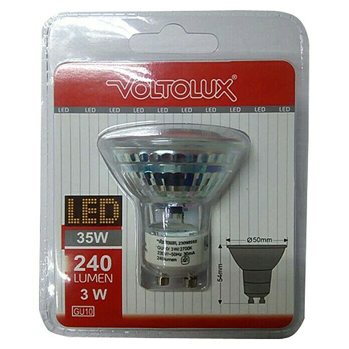Voltolux Bombilla reflectora LED (3 W, GU10, Mate, 1 ud., Clase de eficiencia energética: A+)