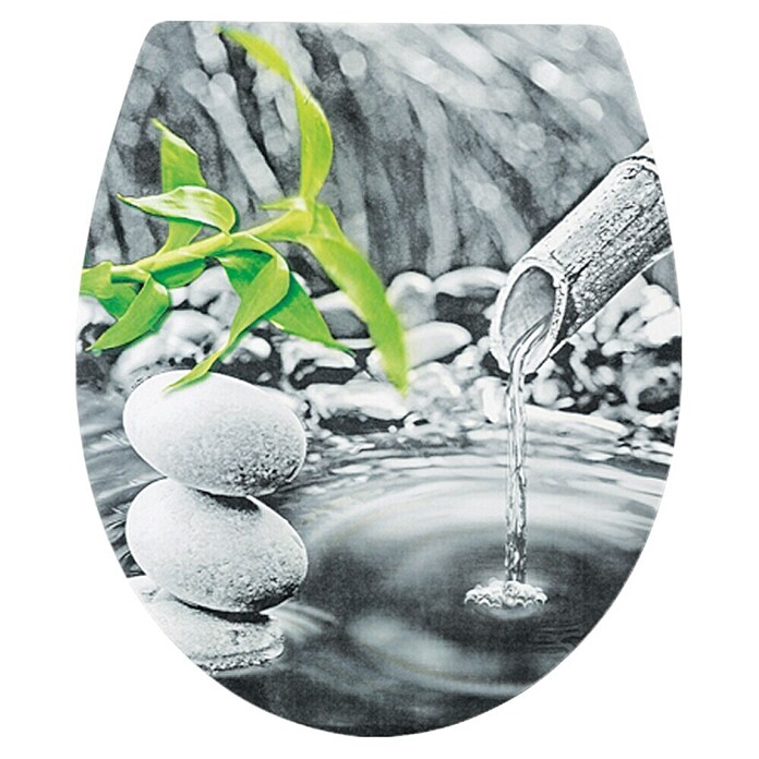 Poseidon Tapa de WC Zen Garden Magic Motion (Caída amortiguada, Duroplast, Desmontable)