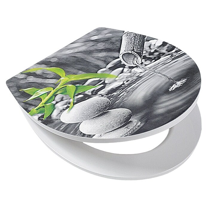 Poseidon Tapa de WC Zen Garden Magic Motion (Caída amortiguada, Duroplast, Desmontable)