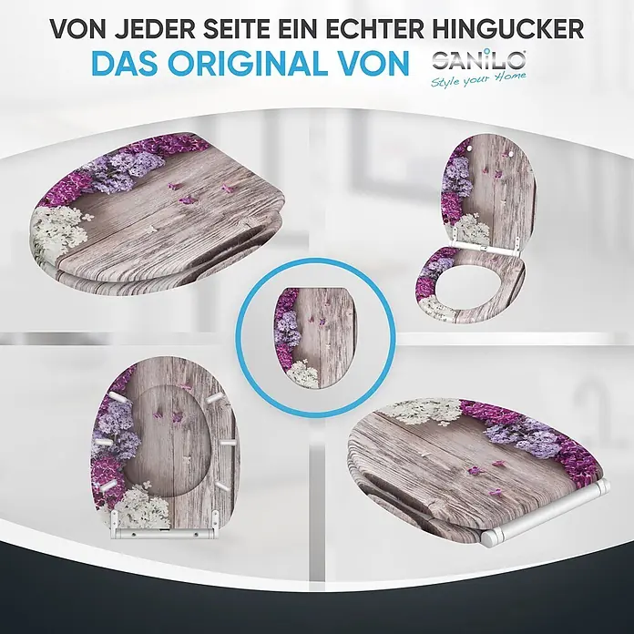 SANILO WC-Sitz Flieder mit Schnellverschluss - MDF, Violett, Mit Absenkautomatik
