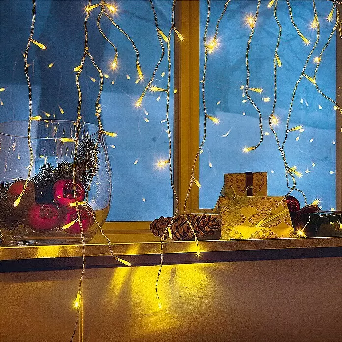 Tween Light LED-Lichtervorhang Eisregen - Außen, 290 cm, Warmweiß, 120 Stk., Netzbetrieben