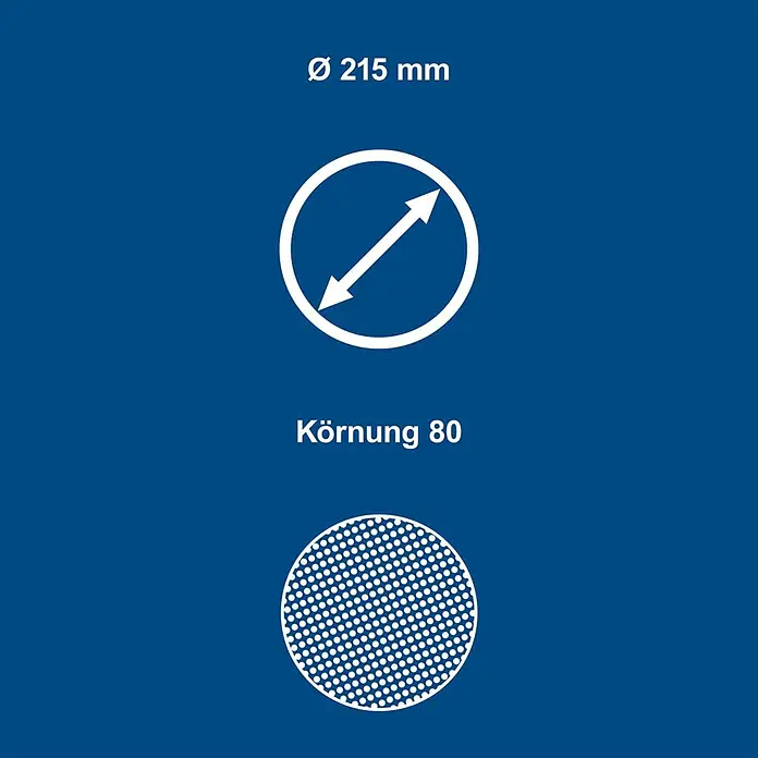 Haftschleifscheibe - Durchmesser: 215 mm, Körnung: 80 mm, 10 Stk. - Schleifscheibe mit 215 mm Durchmesser, Körnung 80 und Lochmuster.