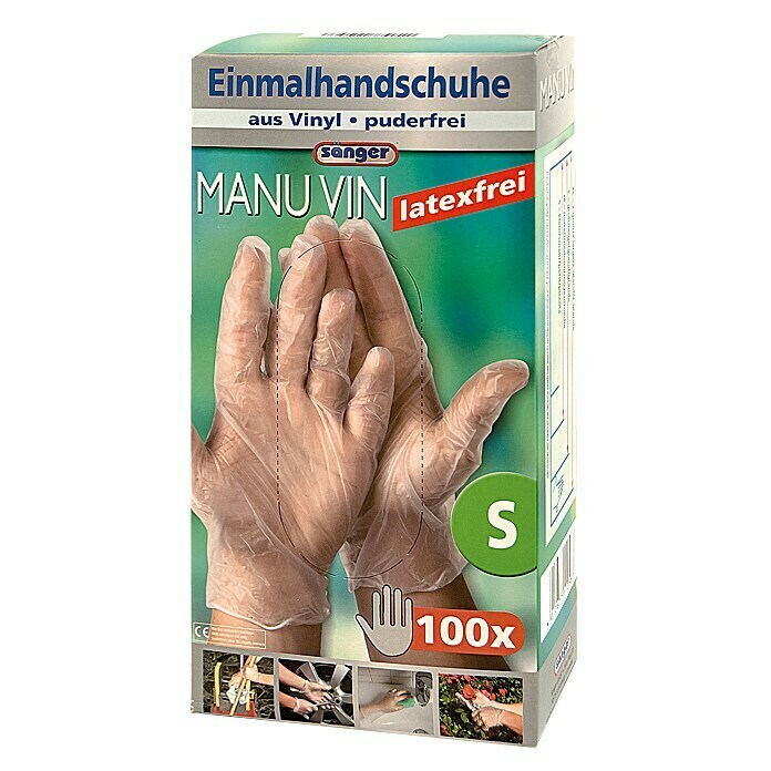 Sänger Einmalhandschuhe Manu Vin (Größe: S, 100 Stk., Vinyl, Latexfrei)