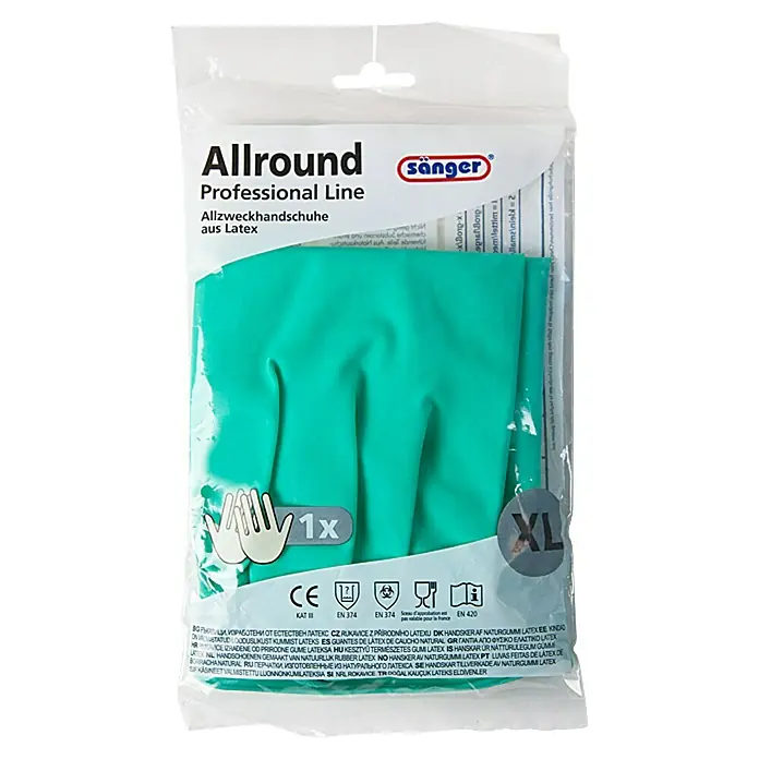 Sänger Professional Line Haushaltshandschuhe Allround - XL, Grün, Latex - Ein Paar Allround Professional Line Allzweckhandschuhe aus Latex in XL, ideal für verschiedene Reinigungsarbeiten.