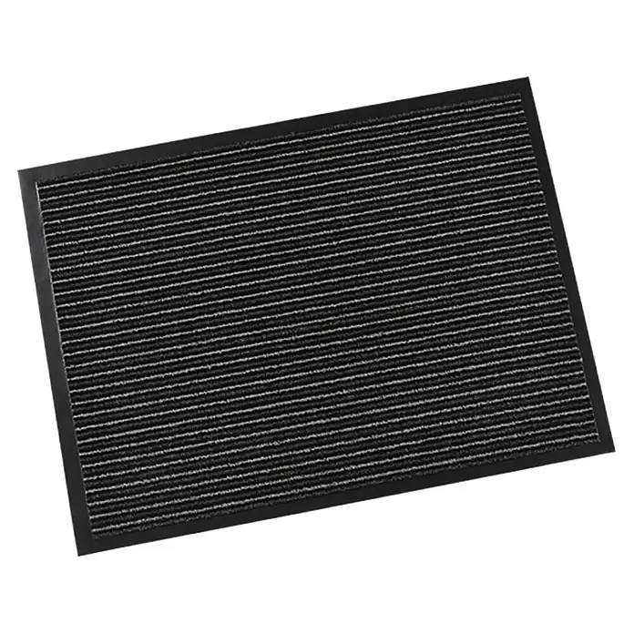 Schmutzfangmatte Trend - Bronze, 60 x 80 cm - Gestreifte Fußmatte in Dunkel- und Hellgrau mit schwarzem Rand, zum Schmutzfang im Eingangsbereich.