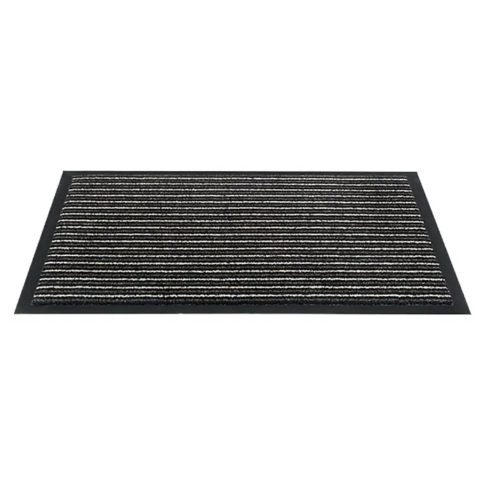 Schmutzfangmatte Trend - Bronze, 60 x 80 cm - Schwarze und hell gestreifte rechteckige Fußmatte mit schwarzem Rand.