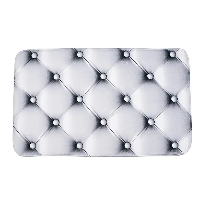 SANILO Badteppich Comfort 70 x 110 cm - 70 x 110 cm, Polyester, Grau - Rechteckige, weiß-graue Matte mit gestepptem Kapitonmuster, ähnlich einer Polsterung.