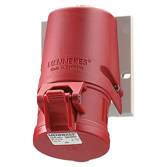 Mennekes CEE-Wandsteckdose - 16 A, 400 V, 5 Stk., IP44 - Diagonale Ansicht