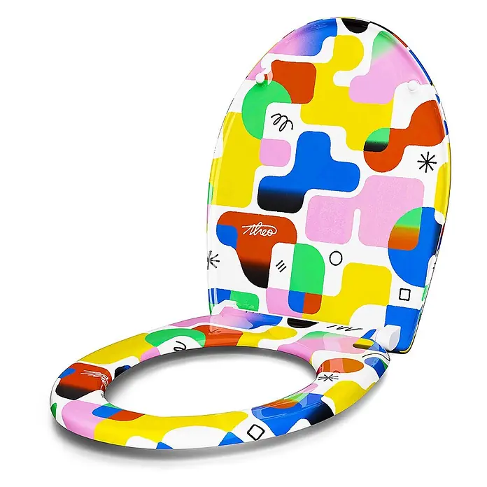 Wodea WC-Sitz   -  Colors -  - Bunte Toilettenbrille mit abstraktem geometrischem Muster.