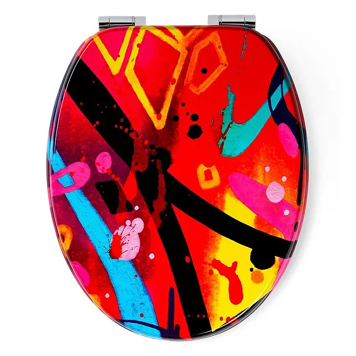 Tohaa Design WC-Sitz StreetSun - Blazer -  - Toilettensitz mit lebhaftem, abstraktem Graffiti-Kunst-Print und Chromscharnieren.