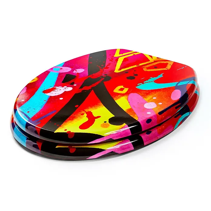 Tohaa Design WC-Sitz StreetSun - Blazer -  - Lebhafter Toilettensitz im Graffiti-Stil mit abstrakten, mehrfarbigen Designs.