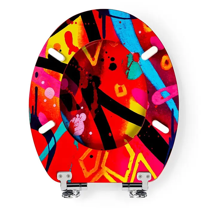 Tohaa Design WC-Sitz StreetSun - Blazer -  - WC-Sitz mit lebhaftem, buntem, abstraktem Graffiti-Muster und Chromscharnieren.