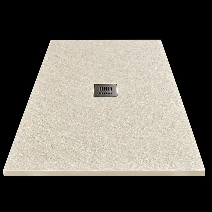 FRASCIO New Tecnology Duschwanne Vulcano Line - L x B: 225 x 70 cm, Verbundwerkstoff, Perlweiß RAL 1013 - Cremefarbene, strukturierte Duschwanne mit rechteckigem Abfluss.
