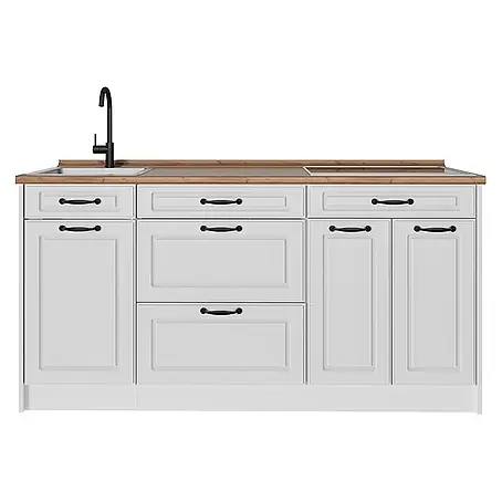 Vicco Küchenblock R-Line, Weiß Landhaus/Weiß 160 cm