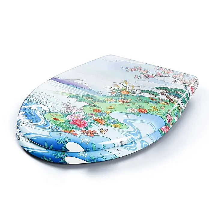 Wodea WC-Sitz   -  Kawai -  - Toilettensitz mit lebendiger japanischer Naturlandschaft, Wogen, Bergen, Blumen und Schmetterlingen.