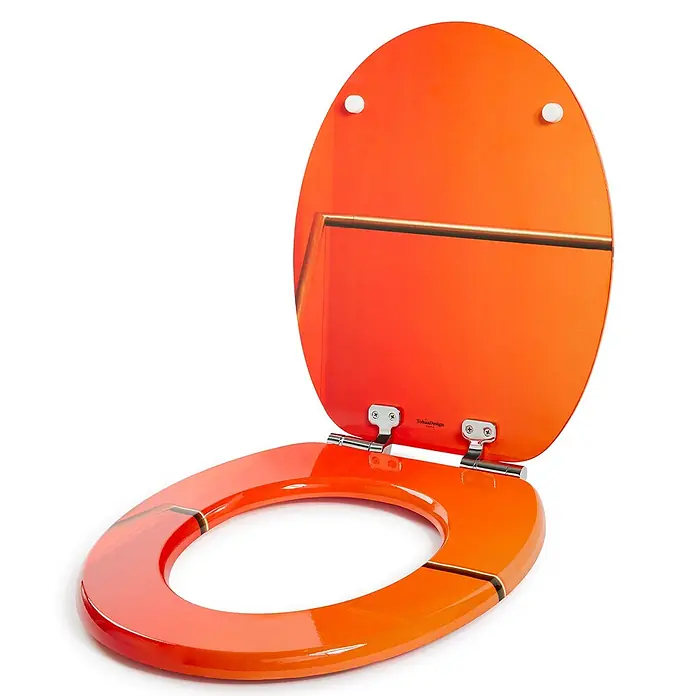 Tohaa Design WC-Sitz Orsay - LMP -  - Glänzender, leuchtend oranger WC-Sitz mit Deckel, subtile Farbvariationen und Chromscharniere.