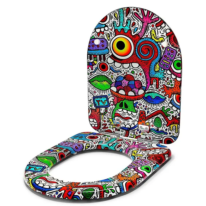 Tohaa Design WC-Sitz Crazy Maniac Modern-D - Skwak -  - Toilettensitz und Deckel mit lebhaftem, farbigem Graffiti-Muster.