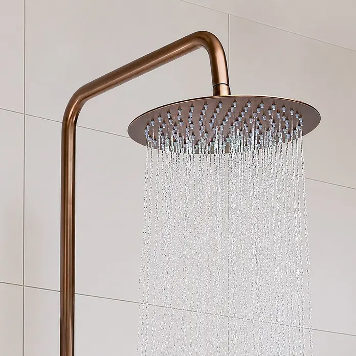 LOMAZOO Duschsystem LMZ-SENZA - Kupfer - Bronze-Regenduschkopf mit fließendem Wasser.