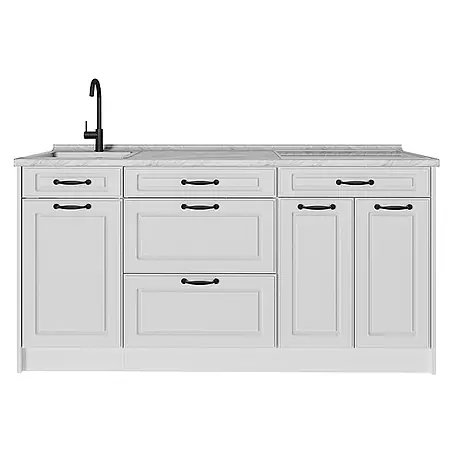 Vicco Küchenblock R-Line, Weiß Landhaus/Weiß 160 cm