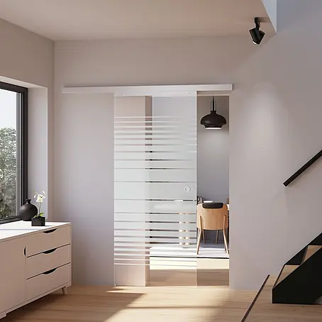Inova  Schiebetür-Komplettset Glasschiebetür ESG G teil satiniert 880 x 2035 mm mit Softclose