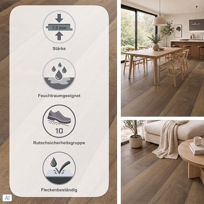 Vinylboden Sly XL Buckingham Oak (1.510 x 220 x 7,5 mm, Landhausdiele)
