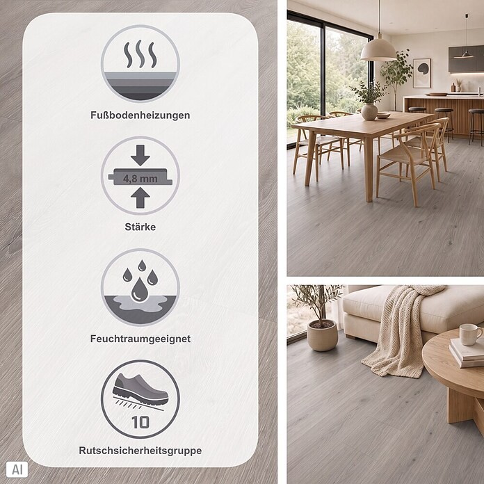 b!design Vinylboden (1.220 x 228 x 4,8 mm, Landhausdiele)