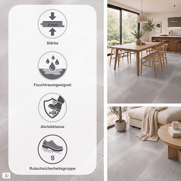 Classen Vinylboden (638 x 310 x 4 mm, Fliesenoptik)
